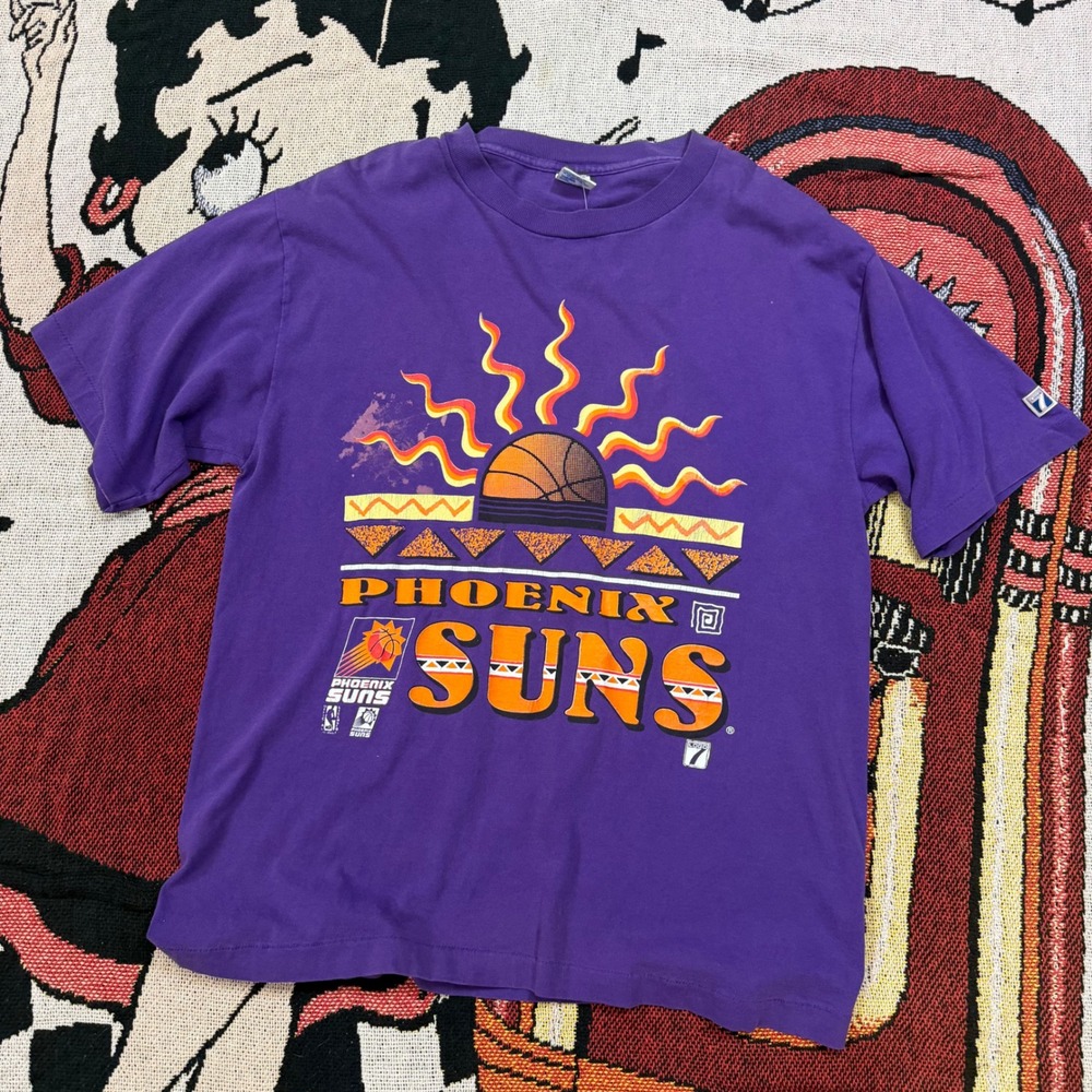 Vintage Phoenix Suns Logo 7 Shirt Mens Large Purple NBA Basketball 90s USA Made